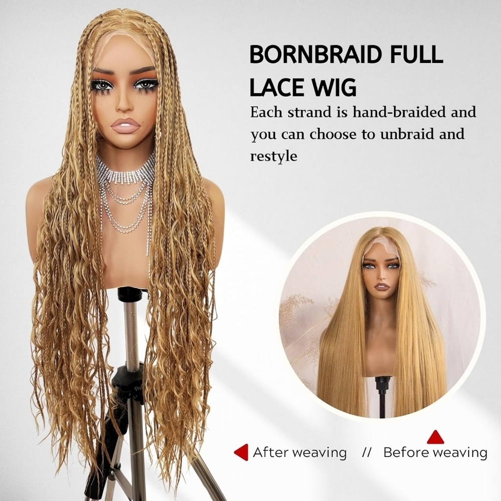 Yellow Micro Box Braids Wig Extensions - Picture 3 of 6